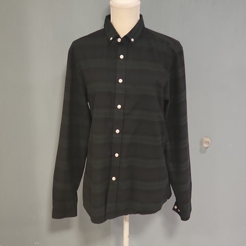 Asos muted striped plaid long sleeve button-down shirt blouse Preppy Academia